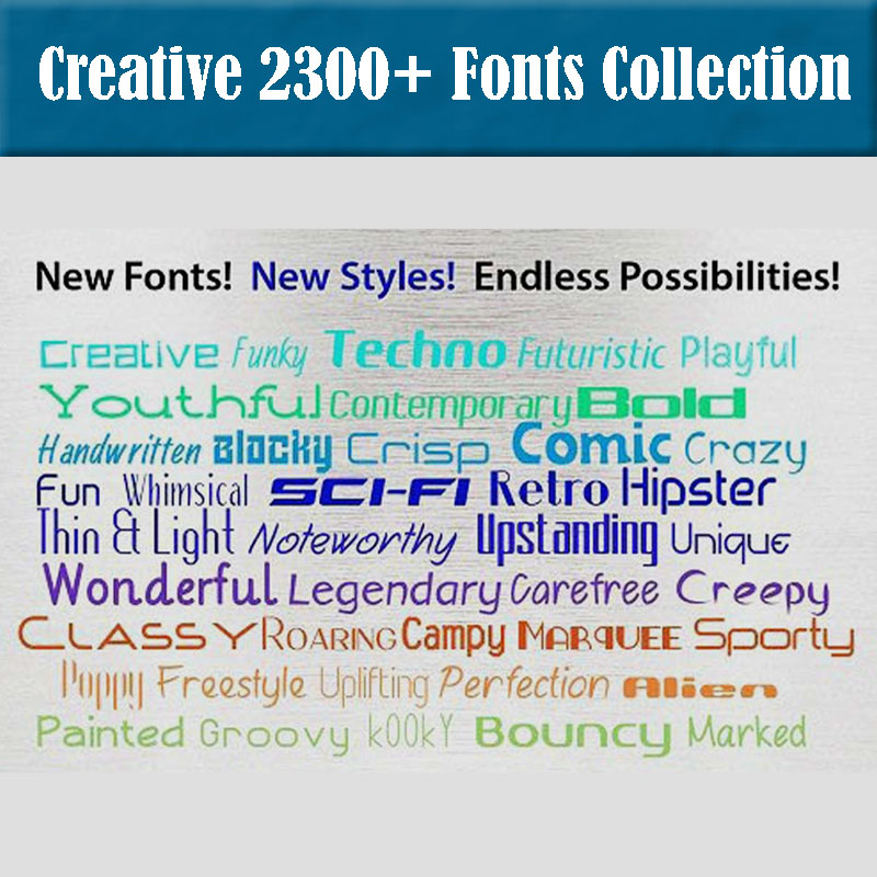 Creative 2300+ Fonts Collection Pack